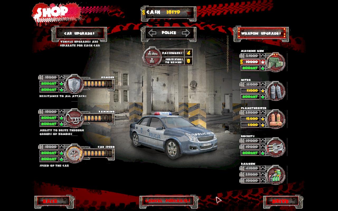Zombie Driver Autá si takto vylepšujete medzi misiami.