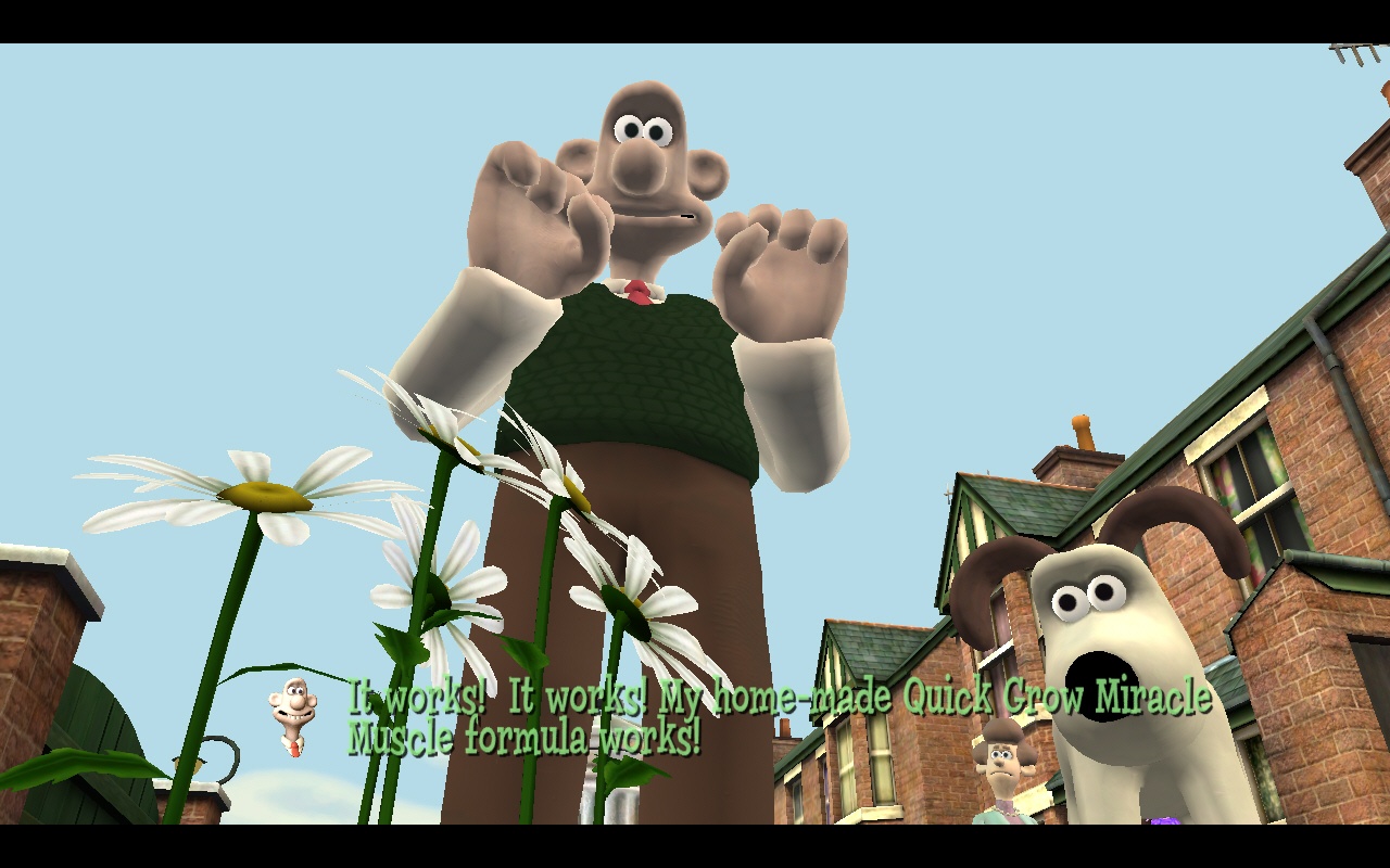 Wallace & Gromit: Fright of the Bumble Bees Na obrzku nie je, ale dokte sa aj nahaky na aute a scny s vysvacm rebrkom.