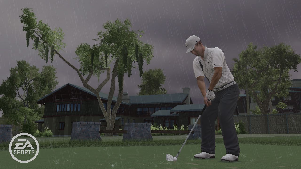 Tiger Woods PGA Tour 10 Dynamick poasie doke poas jednej osemnstky stihn slnko, d i siln vietor.