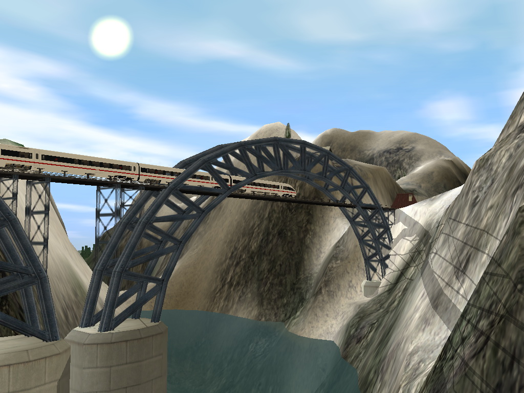 Trainz Simulator 2009: World Builder Edition Pri mostoch sa zapna efektn kamera.