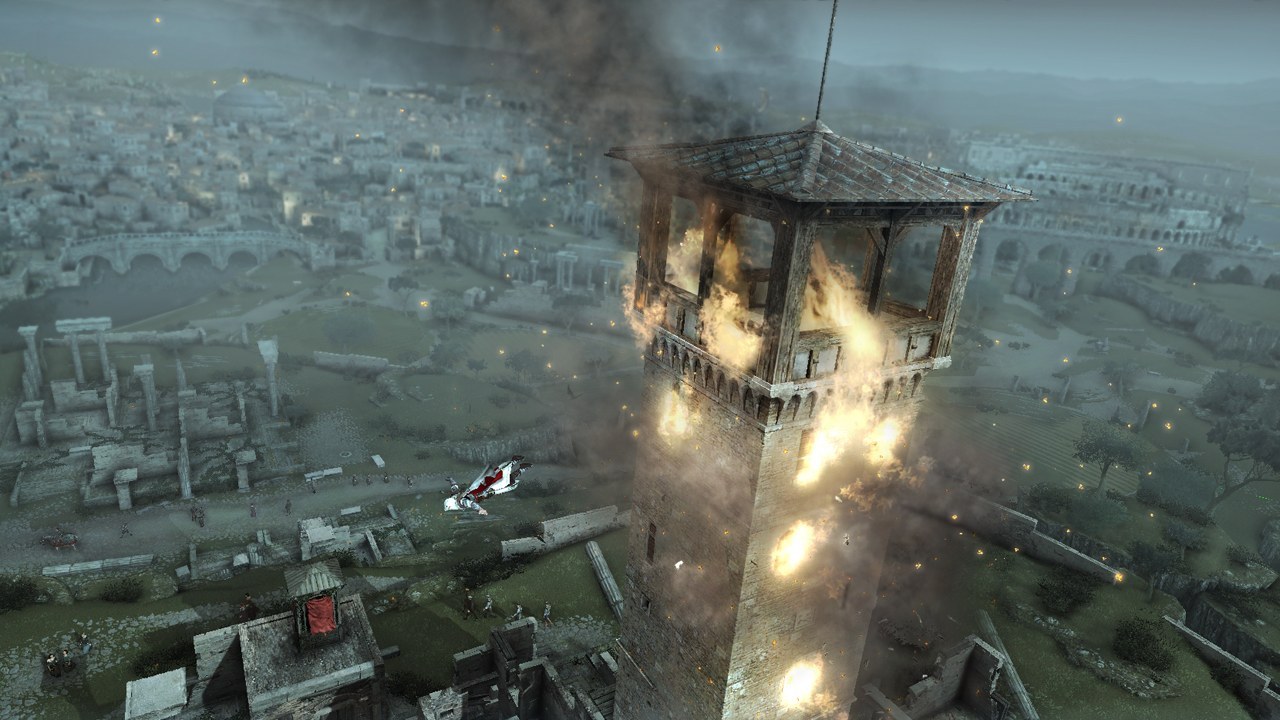 Assassin's Creed: Brotherhood Jedna zničená veža otvára kopec príležitostí na zemi.