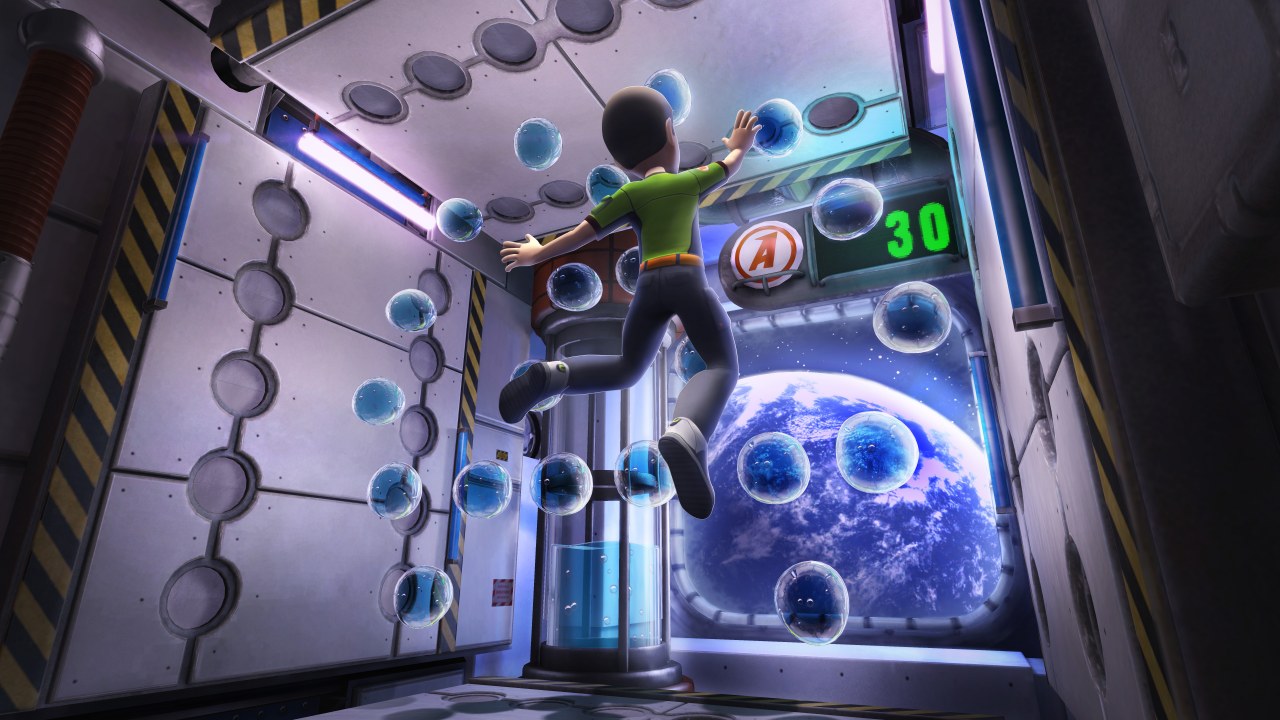 Kinect Adventures Zbieranie bubln v bezvhovom stave je nron na priestorov orientciu.