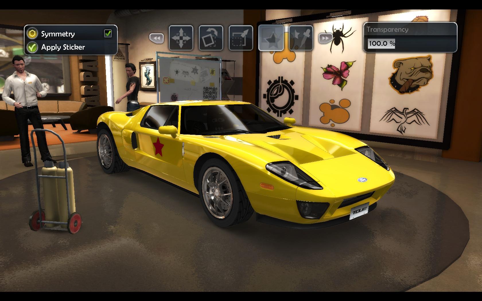 Test Drive Unlimited 2 Takmer všetky autá v hre je možné polepiť v Stickershope.