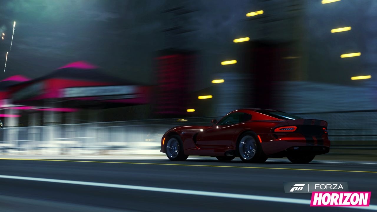 Forza Horizon Non jazdy spaj podmienku adrenalnom nabitch eventov, vidie iba tam, kam dosvietia reflektory.