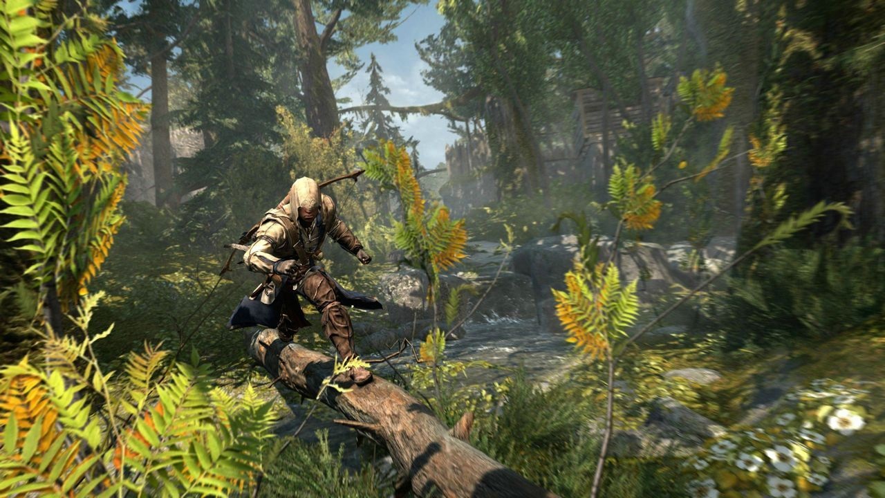 Assassin's Creed 3 V divočine sa dá loviť, behať po stromoch alebo prepadávať karavány.
