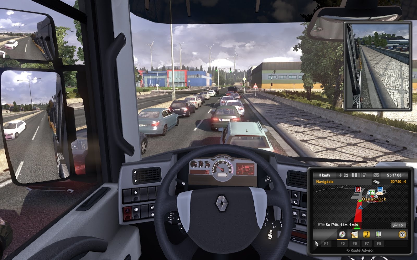 Euro Truck Simulator 2 Ranná zápcha. Dopravná. Len škoda, že vždy práve zo strany, z ktorej prichádzate do mesta práve vy.
