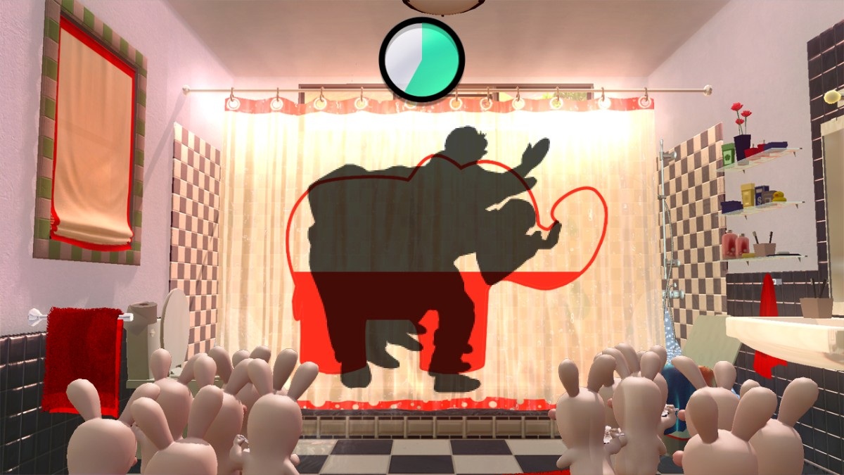 Raving Rabbids: Alive & Kicking A pome traja na seba, urobme slona. Fajn, viete si predstavi hra tto minihru v benom slovenskom panelku s nzkym stropom?