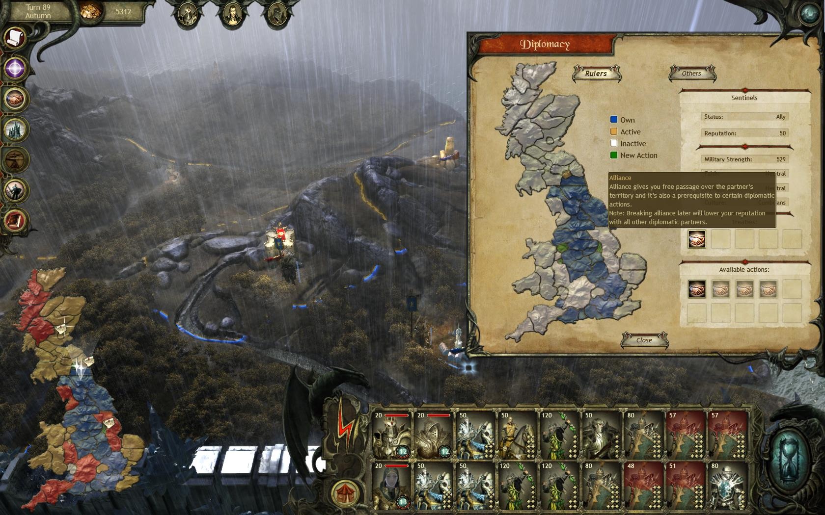 King Arthur II: Role-playing Wargame Diplomacia prina spojencov a uiton vhody.