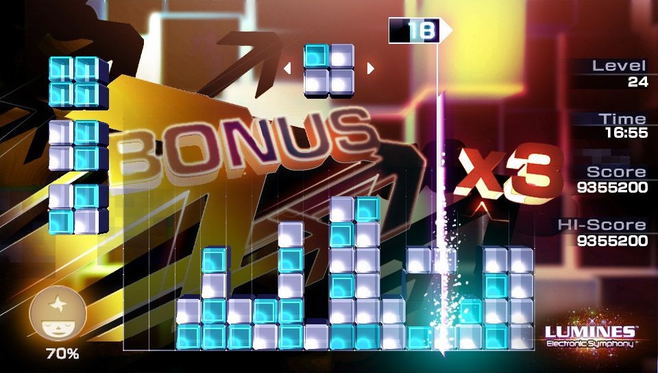 Lumines: Electronic Symphony Animačne a zvukovo nemá Lumines medzi logickými hrami konkurenciu.