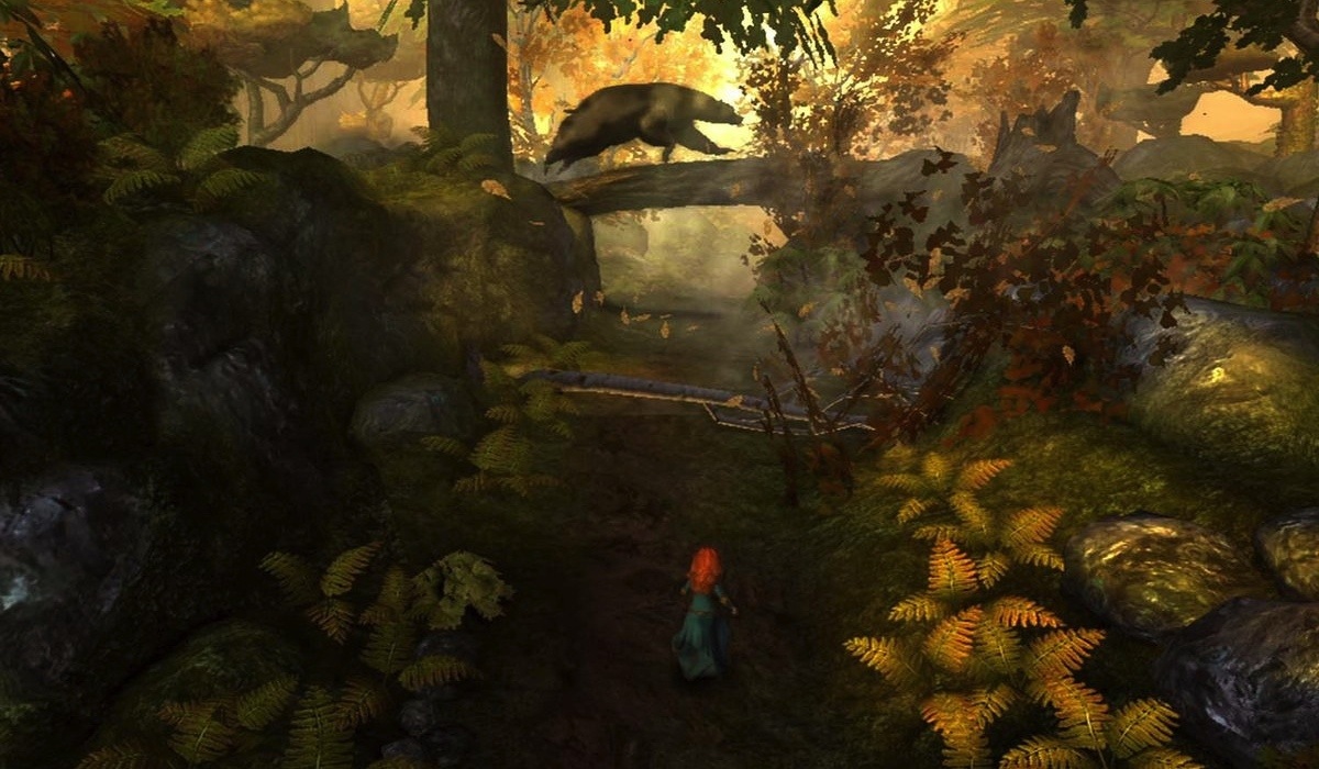 Brave: The Videogame vodn level je ndhernou ukkou dynamickho dizajnu s nahakou medvedice - matky.