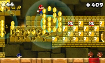 New Super Mario Bros. 2 Jeden zo svieich levelov v druhom svete, kde mince dostvate po desiatkach skoro automaticky.