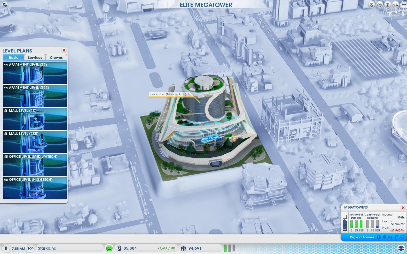 SimCity: Cities of Tomorrow V kadej megavei pristavujete poschodia s ubovonmi priestormi a slubami.