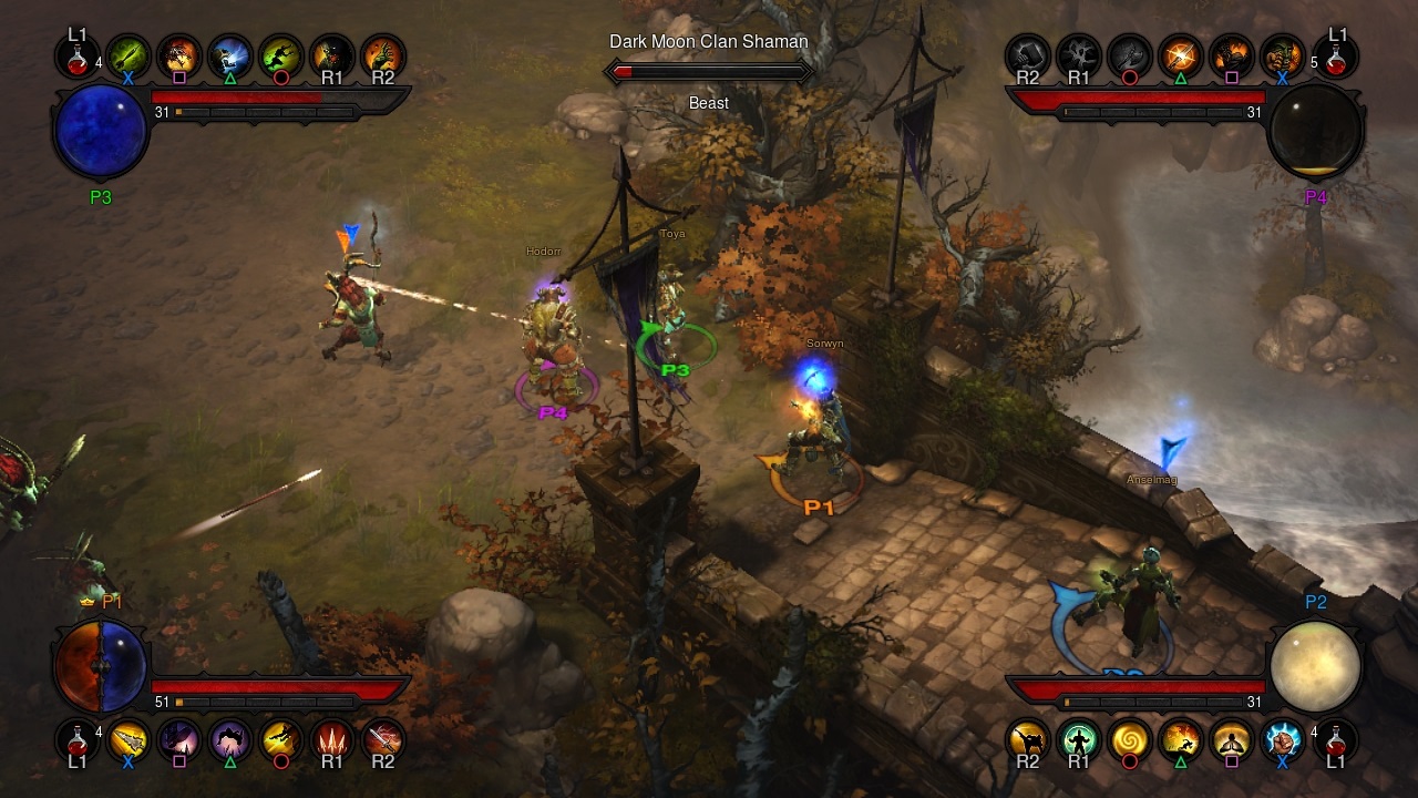 Diablo III Konzolov Diablo 3 ponka loklnu hru a tyroch hrov na jednej obrazovke.