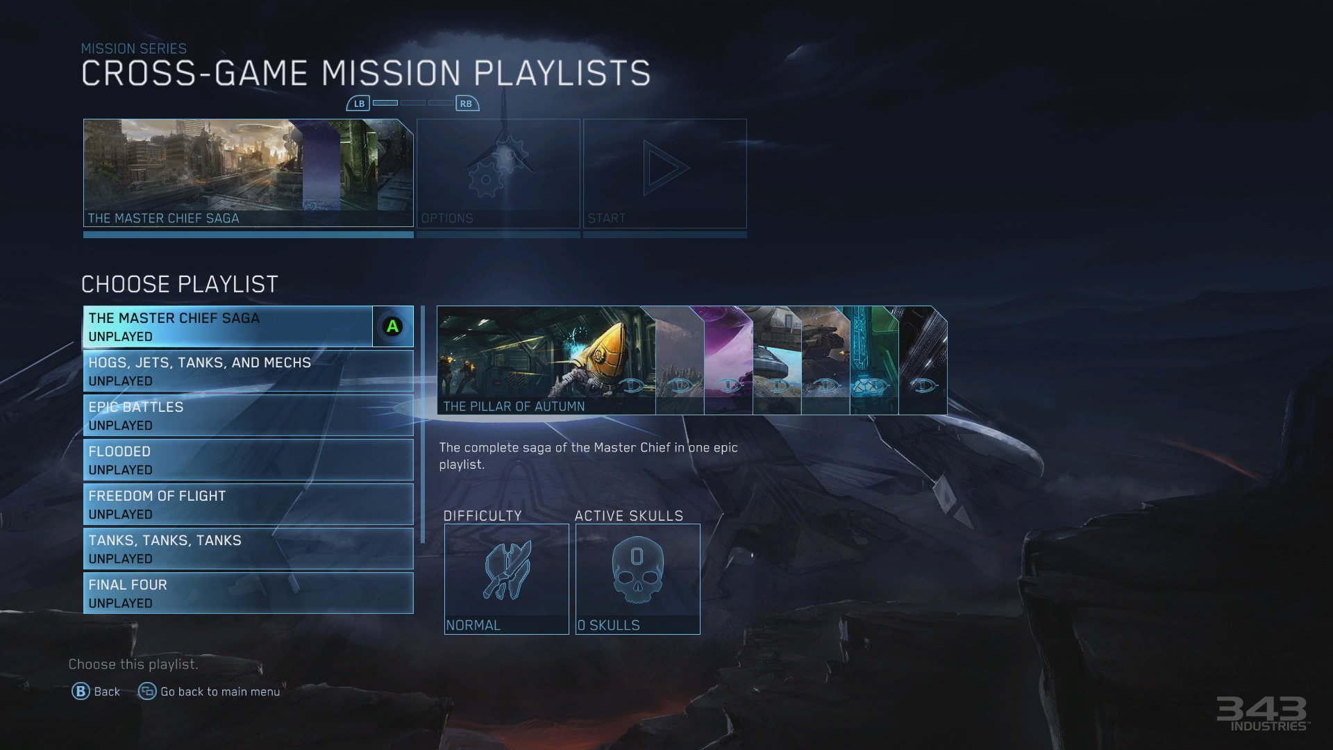 Halo Master Chief Collection Jedna z najlepších funkcii kolekcie sú playlisty vyberiete si mixy misii, alebo multiplayeových máp.