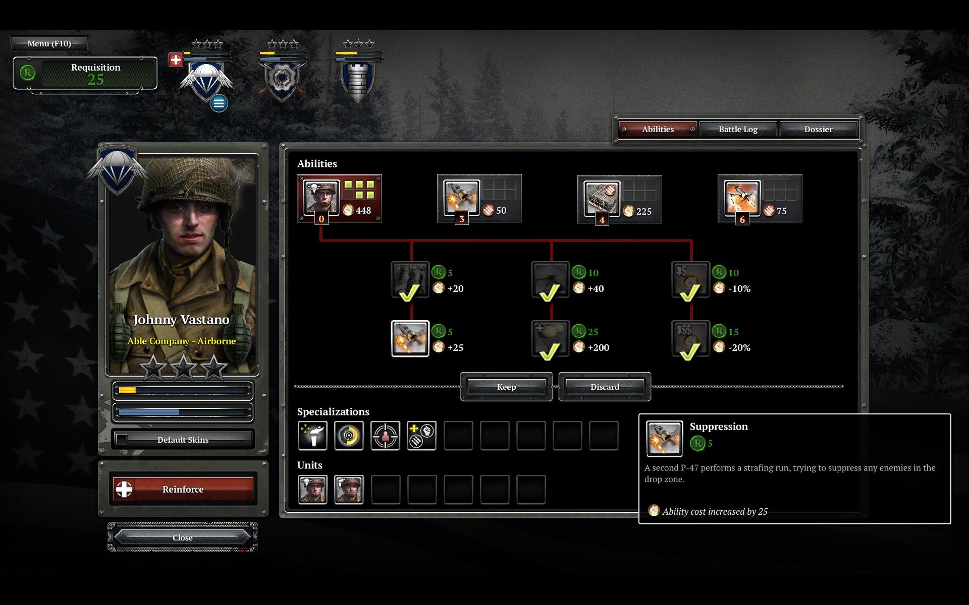 Company of Heroes 2: Ardennes Assault Každá rota má štyri veliteľské schopnosti, ktoré sa dajú vylepšovať.
