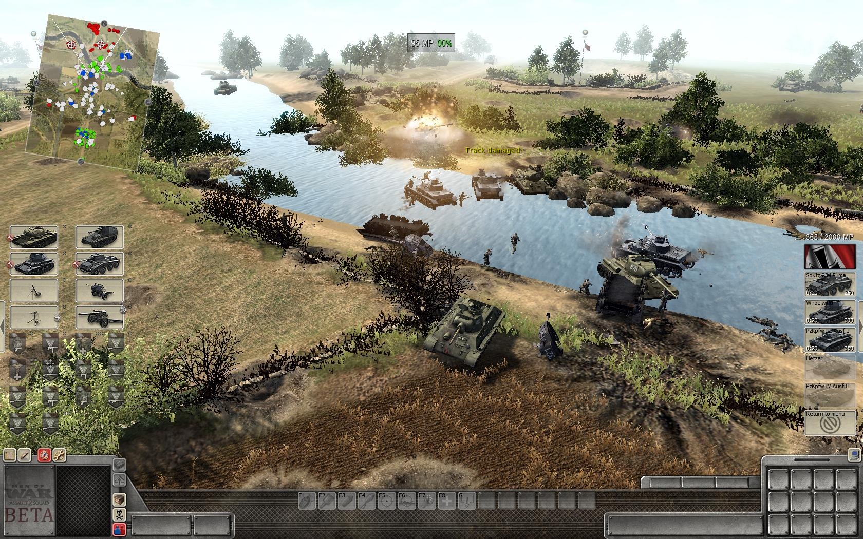 Men of War: Assault Squad 2 Tanky sa bez problémov prebrodia cez vodu a deštrukcie nemajú chybu.