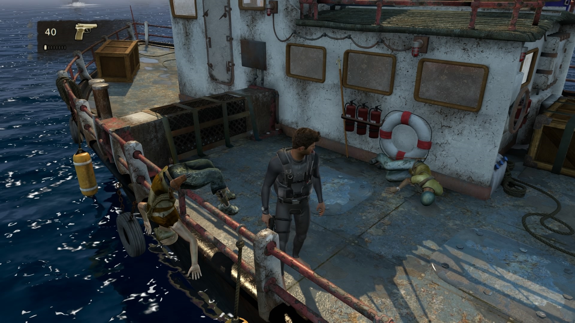 Uncharted: The Nathan Drake Collection Obedná siesta na lodi.