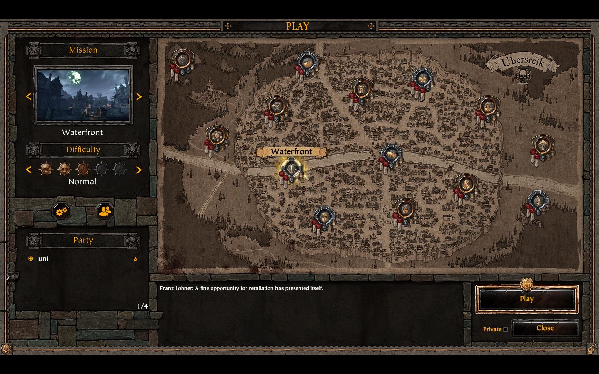 Warhammer: End Times - Vermintide 13 misi sa odohrva bu priamo v meste, alebo v jeho blzkom okol.