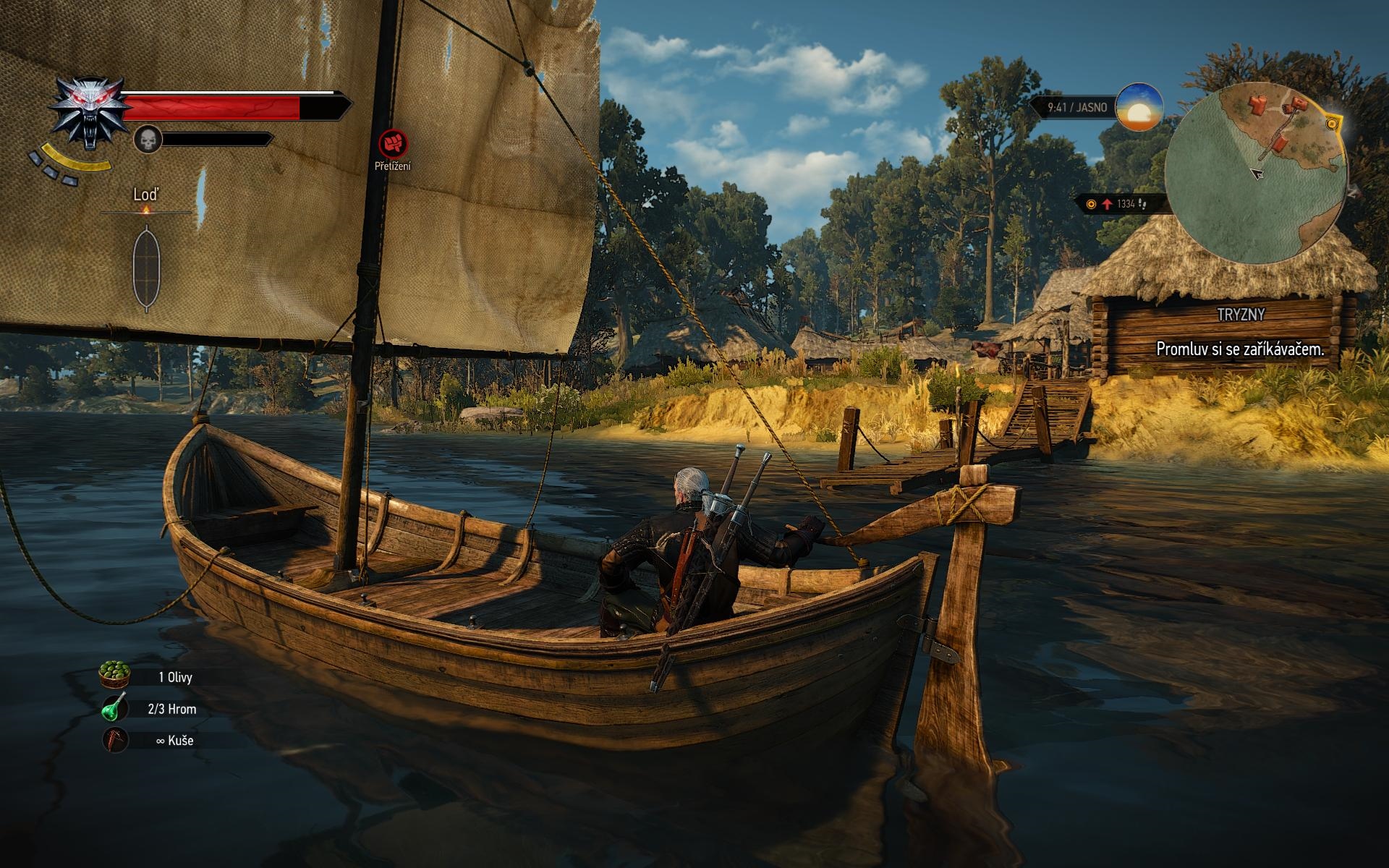 Zaklínač III: Divoký hon Geralt  môže plávať, ponárať sa a kormidlovať člny.