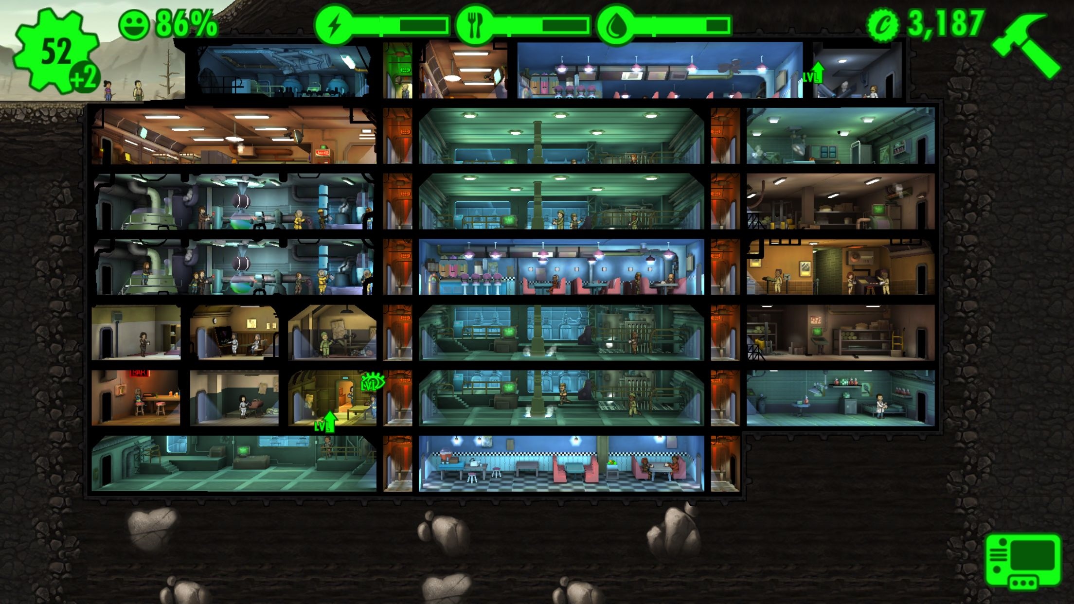 Fallout Shelter Vault v plnej krse.