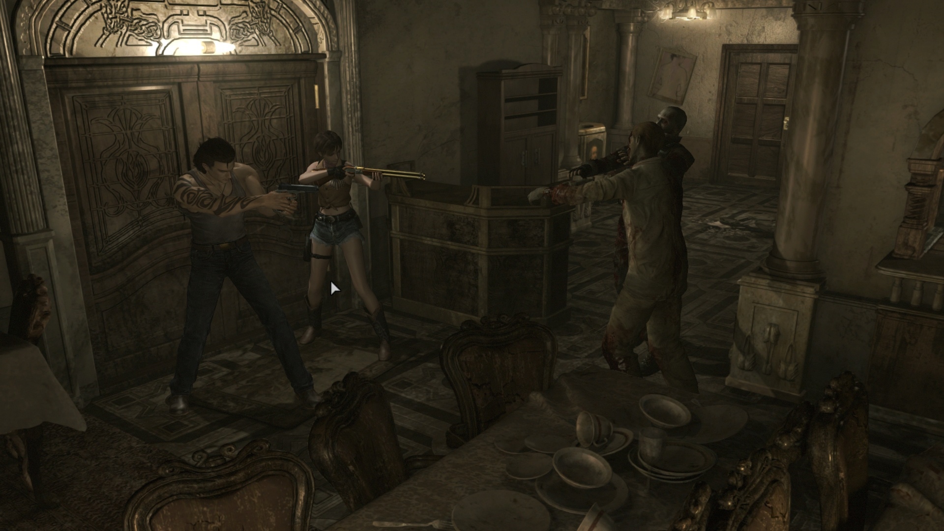 Resident Evil 0 HD Remaster / Origins Collection Mlokedy mte nepriateov takto pekne ako na dlani. asto ich kvli nevhodnej kamere nevidte.