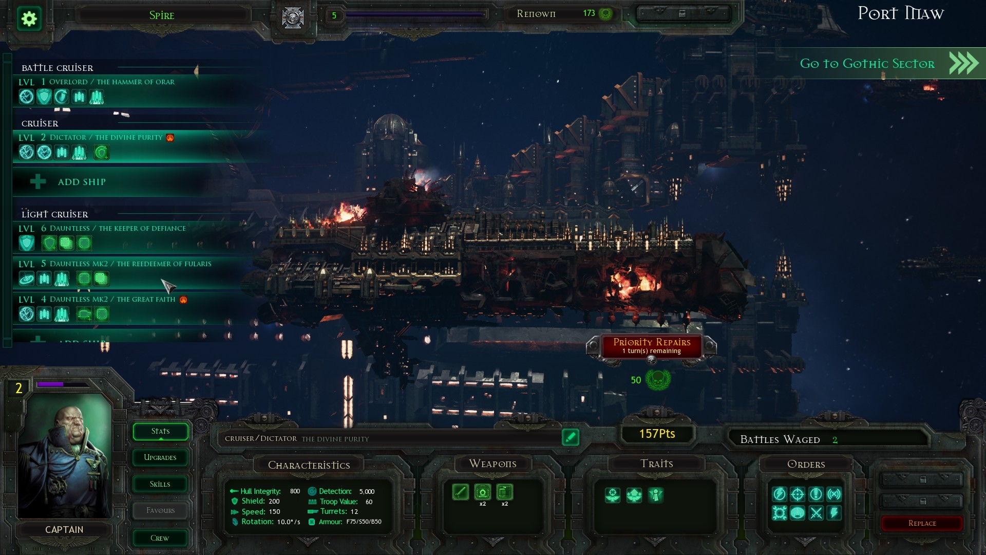 Battlefleet Gothic: Armada Port Maw je miestom, kam sa budete vraca radi - akaj na vs hromady vylepen.