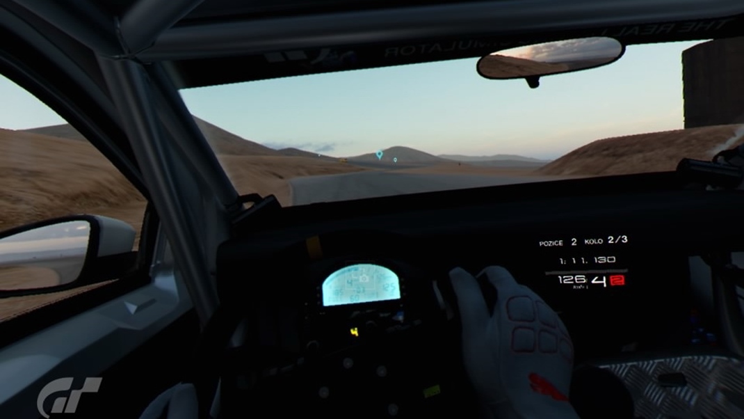 Gran Turismo Sport VR režim je síce poriadne orezaný, no pôsobí naozaj dobre.