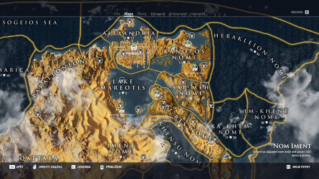 Assassin's Creed Origins Mapa je extrmne rozsiahla, ponkne vea obsahu a rozmanitosti.