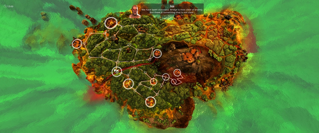 Jagged Alliance: Rage! Postupujete po tejto mape, kde vás môžu prekvapiť hliadky a viete založiť tábor.