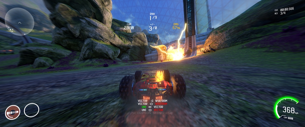 GRIP: Combat Racing Vo vine reimov sperov spomalte raketami a inmi zbraami.