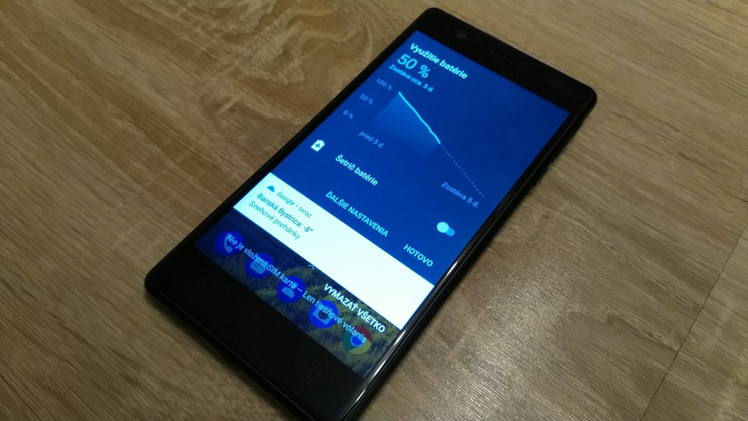Nokia 3 Vdr batrie pri minimlnom pouvan je slun.