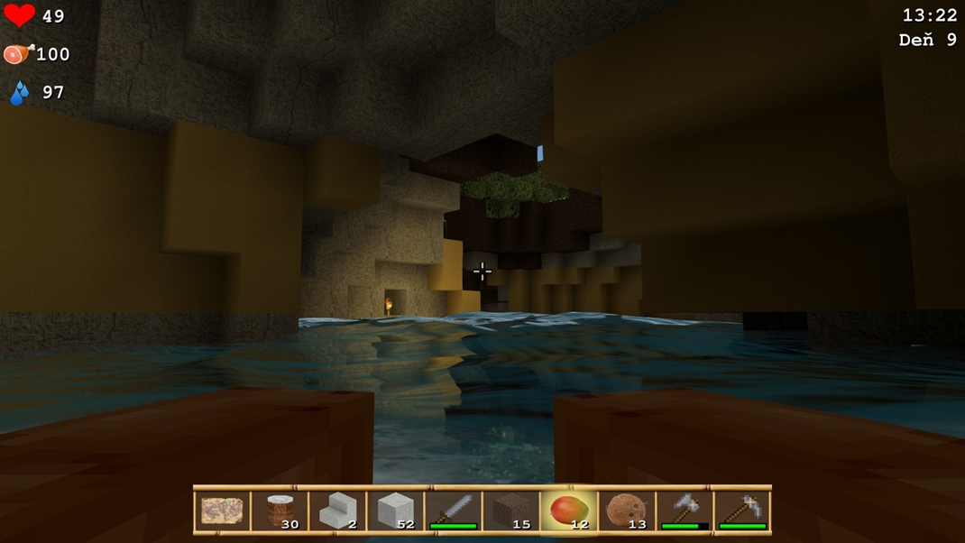 Cube Life: Island Survival Niektoré scenérie sú príjemné, napríklad podzemné jaskyne.