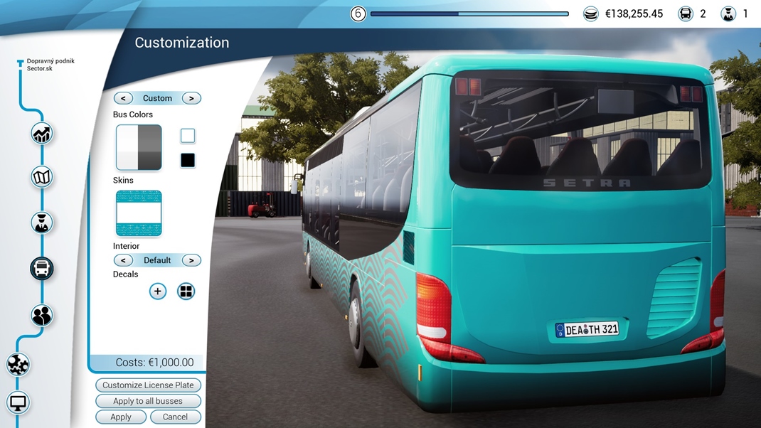 Bus Simulator 18 Autobusy si viete aj iastone vizulne prispsobi.