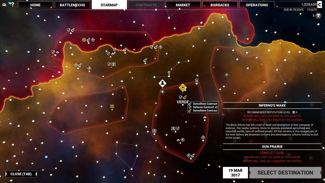 MechWarrior 5: Mercenaries Máte neobmedzený pohyb vesmírom po hviezdnej mape.
