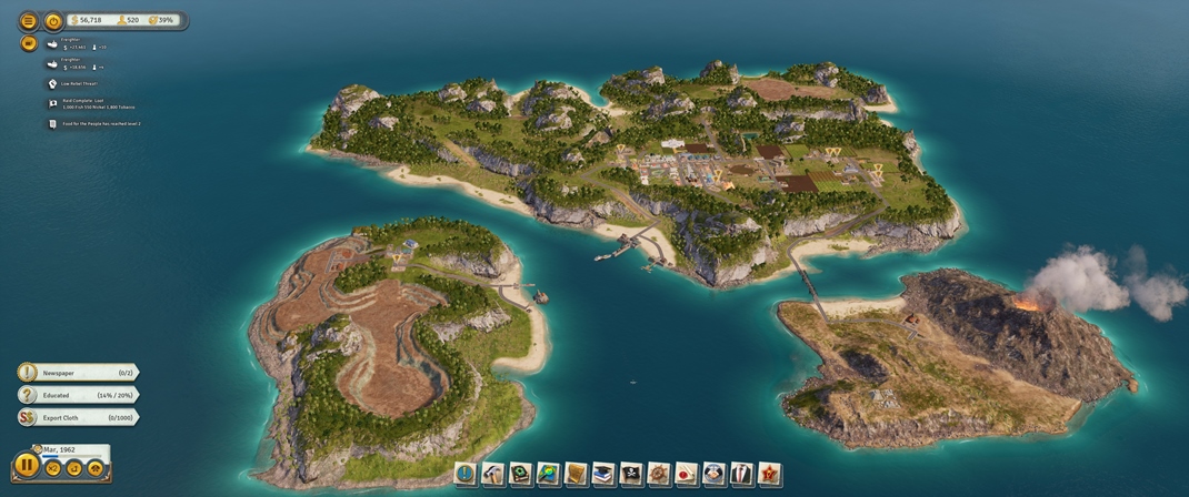 Tropico 6 Môžete sa rozťahovať na rôznych ostrovoch, ktoré sa dajú prepojiť aj mostami.