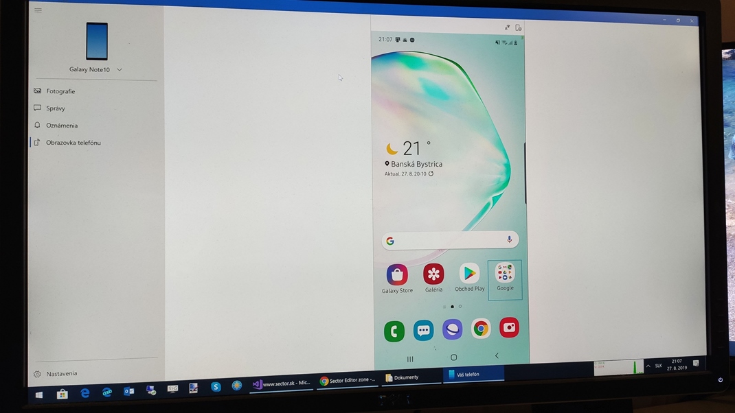 Samsung Galaxy Note 10 Ak idete cez PC, mete si necha zrkadli obrazovku cez V mobil aplikciu.