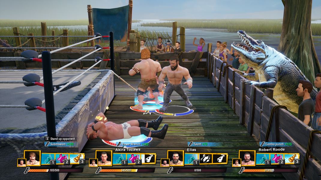 WWE 2K Battlegrounds V boji môžete hádzať stoličky, využívať gumené kladivo a rád sa zapojí aj krokodíl.