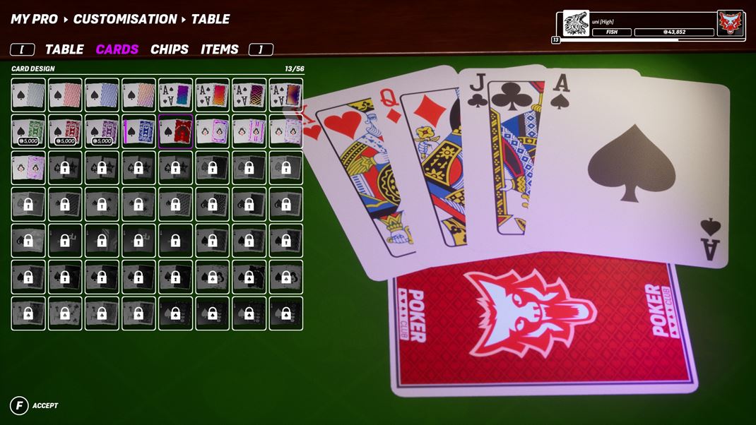 Poker Club lenstvo v klube prina aj extra doplnky, naprklad jedinen dizajn kariet.