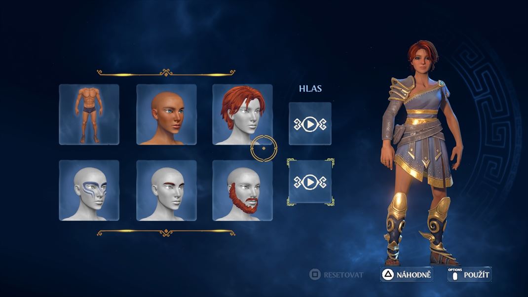 Immortals: Fenyx Rising  Editor postavy je jednoduchší, ale umožňuje vybrať, či je vám sympatickejšie hrať za muža alebo ženu.