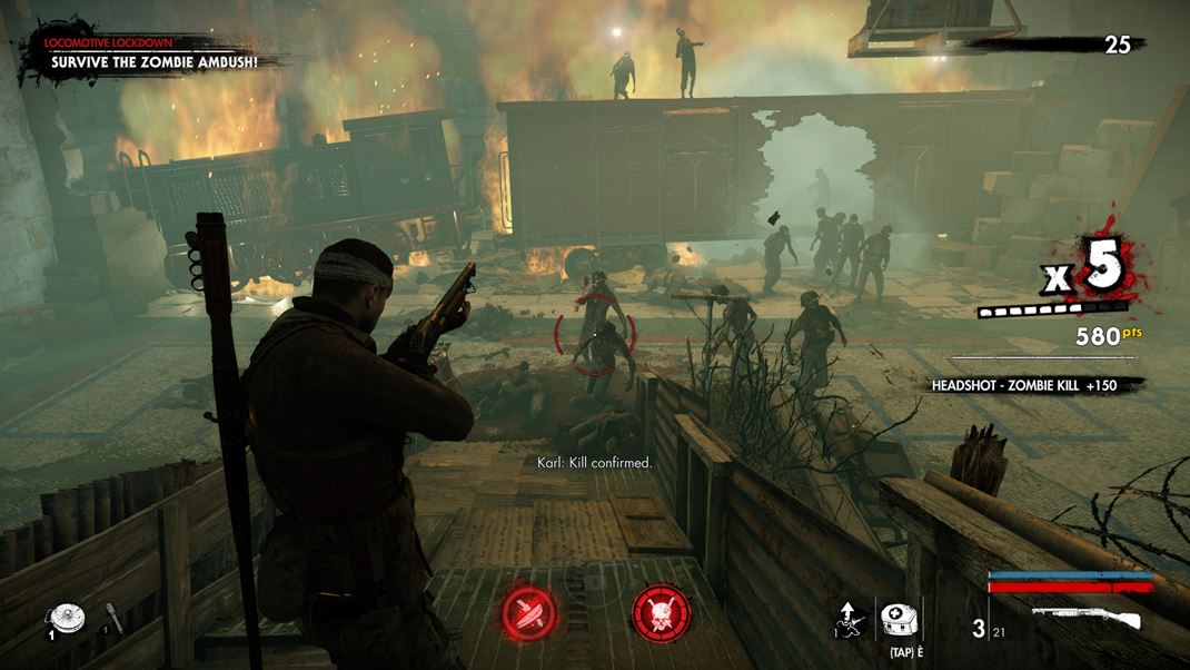 Zombie Army 4: Dead War Hra na vás hneď od začiatku posiela početné hordy nemŕtvych nacistov.