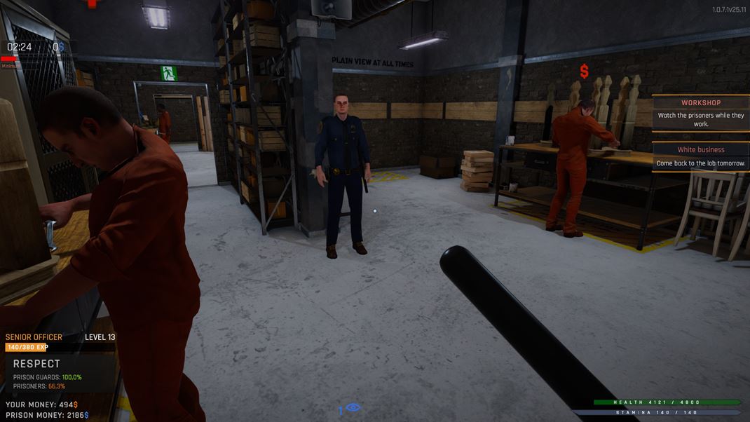 Prison Simulator Dozor v dielni, môže dôjsť k úrazu alebo bitke.