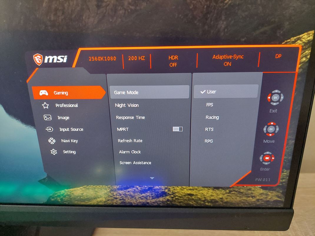 MSI Optix MAG301RF - ultrawide pre esports hrov Samotn menu je bohat a nastavte tam prakticky vetko.