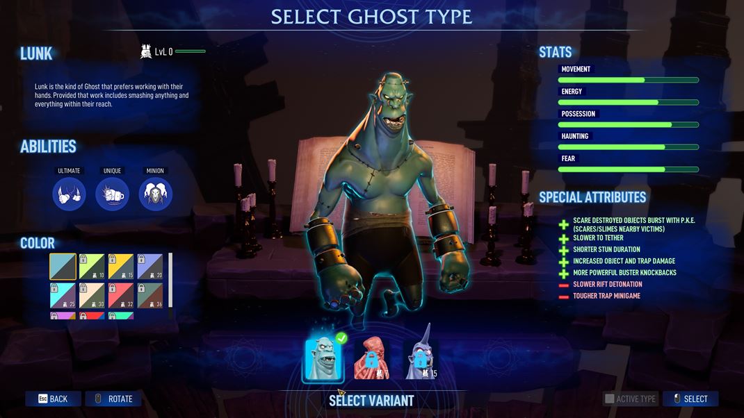 Ghostbusters: Spirits Unleashed Postupne si odomknete nové mátohy a tiež rastie ich úroveň.