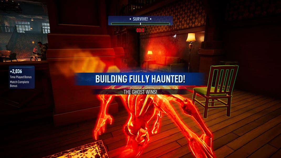 Ghostbusters: Spirits Unleashed Keď duch vystraší celú budovu a  dostatočne dlho sa nedá chytiť, vyhráva.