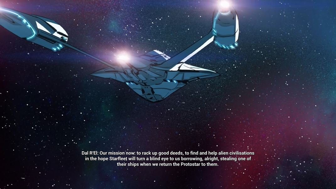 Star Trek Prodigy: Supernova Príbeh rozprávajú statické kreslené obrazovky