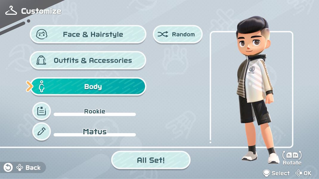 Nintendo Switch Sports Vytvoríte si svoju postavu a postupne ju môžete upravovať