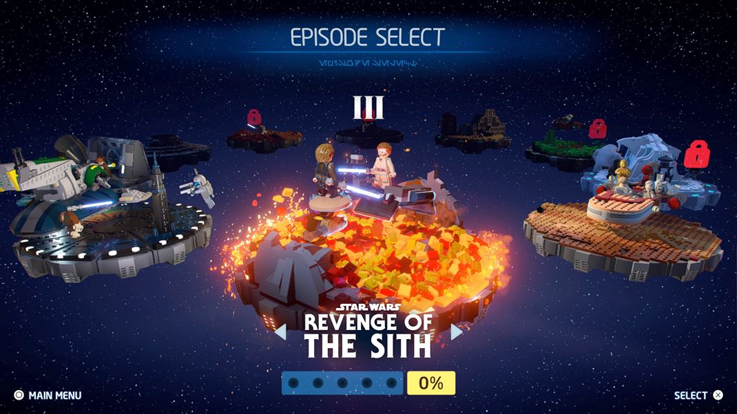 Lego Star Wars: The Skywalker Saga Každá epizóda je dokonca pekne animovaná už v menu.