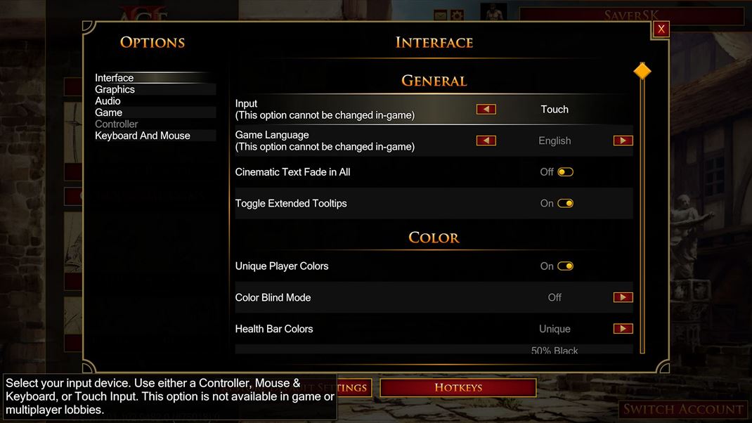 Age of Empires II Deluxe Definitive Edition - Xbox Okrem gamepadu a myši viete nastaviť aj touch ovládanie.