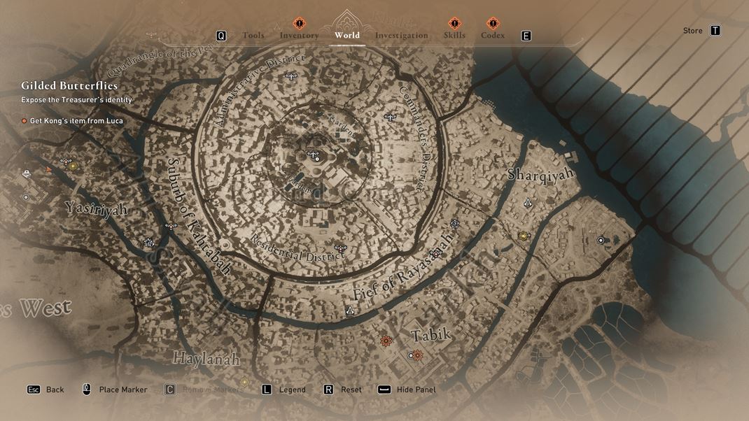 Assassin's Creed Mirage akajte husto zastavan mesto a okolit pte.