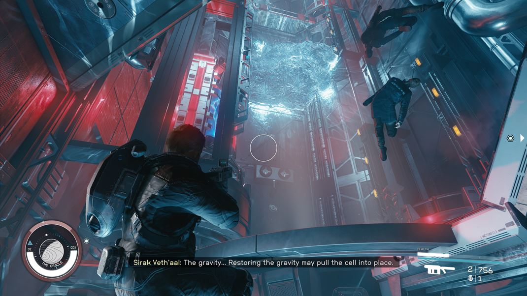 Starfield: Shattered Space Expanzia zane peknmi bojmi v nulovej gravitcii s podivnmi vortexmi vade naokolo.